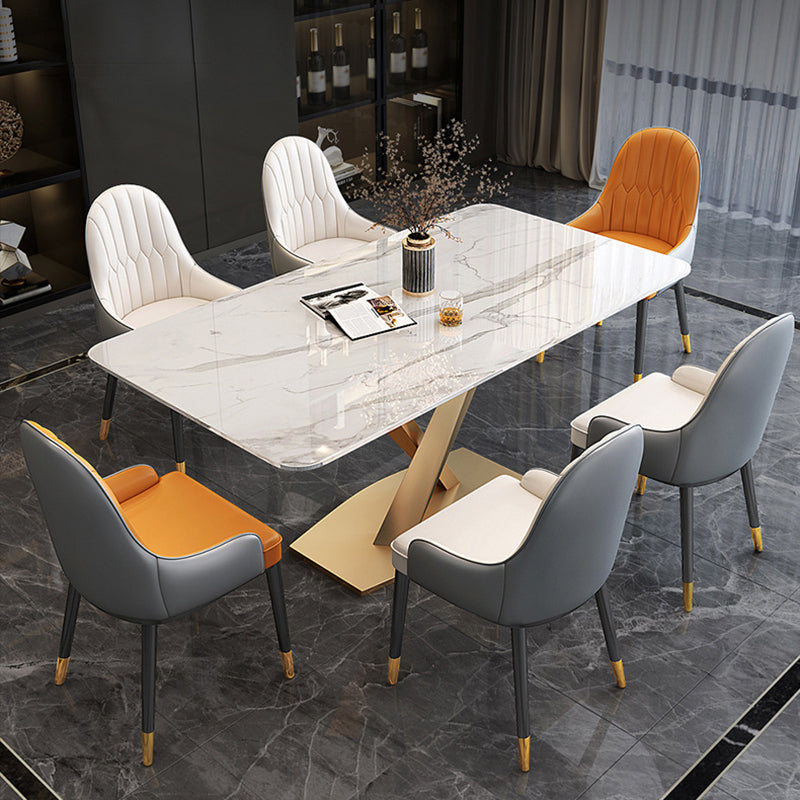 Nordic 1/5/7 Pieces Dining Set Rectangle Stone Dining Table Set for Living Room