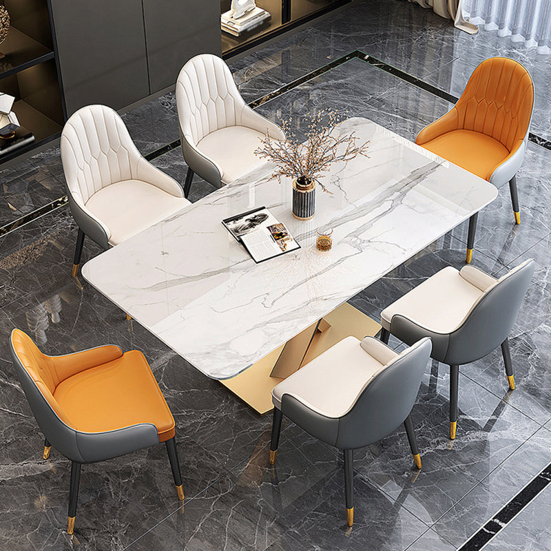 Nordic 1/5/7 Pieces Dining Set Rectangle Stone Dining Table Set for Living Room