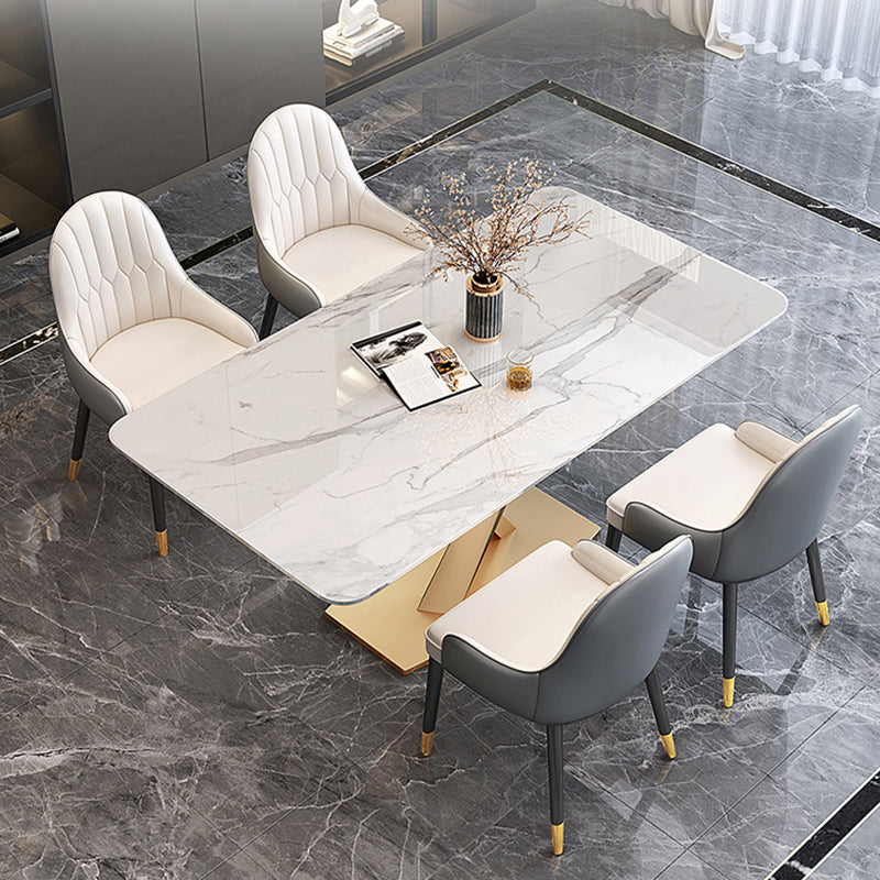 Nordic 1/5/7 Pieces Dining Set Rectangle Stone Dining Table Set for Living Room
