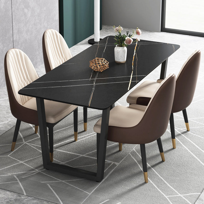 Modern 1/5 Pieces Dining Set Rectangle Stone Dining Table Set for Living Room