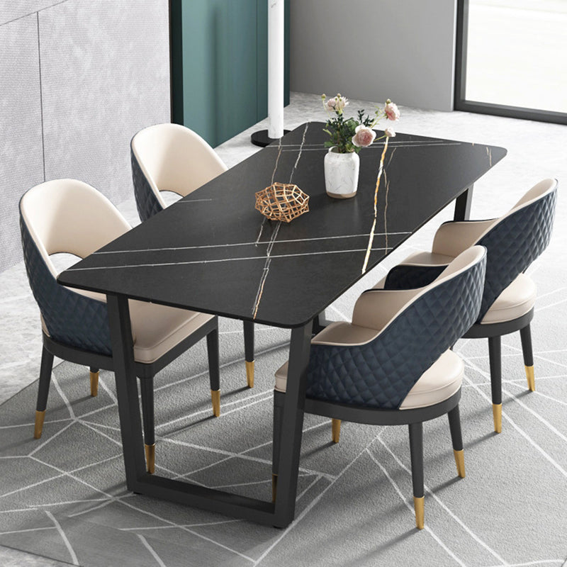 Modern 1/5 Pieces Dining Set Rectangle Stone Dining Table Set for Living Room