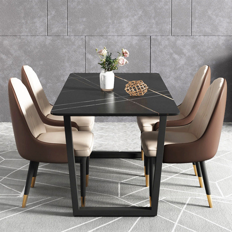 Modern 1/5 Pieces Dining Set Rectangle Stone Dining Table Set for Living Room
