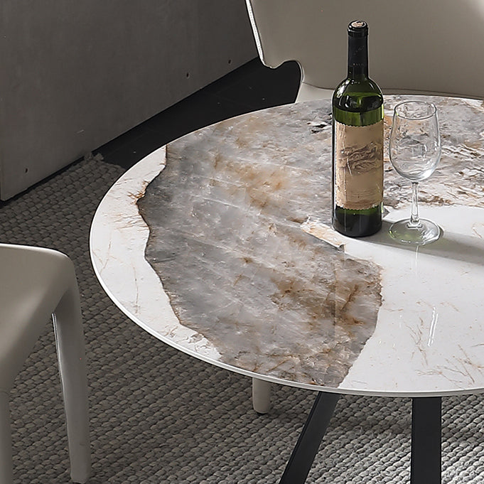 Glossy White Stone Dining Table Set 1/2/3/4 Pieces Modern Dinette Set for Kitchen