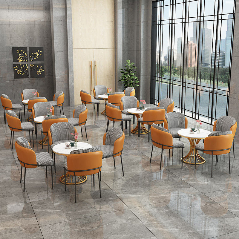 Glam Faux Marble Dinette Set for Home 1/4 Pieces Glossy White Dining Table Set