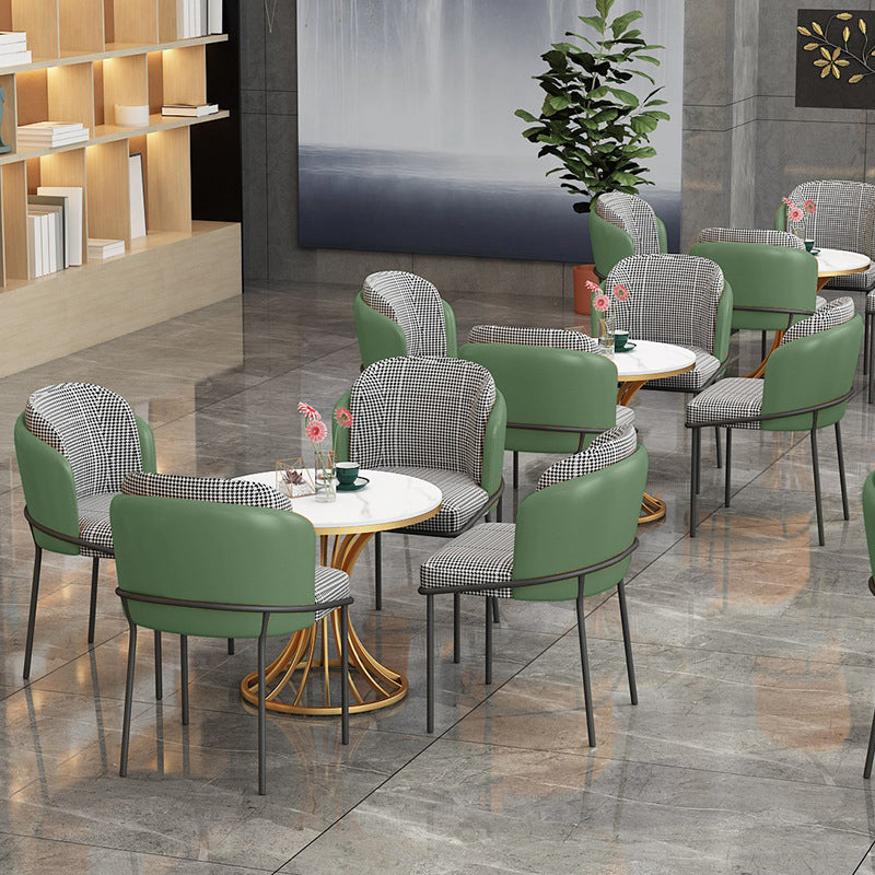 Glam Faux Marble Dinette Set for Home 1/4 Pieces Glossy White Dining Table Set