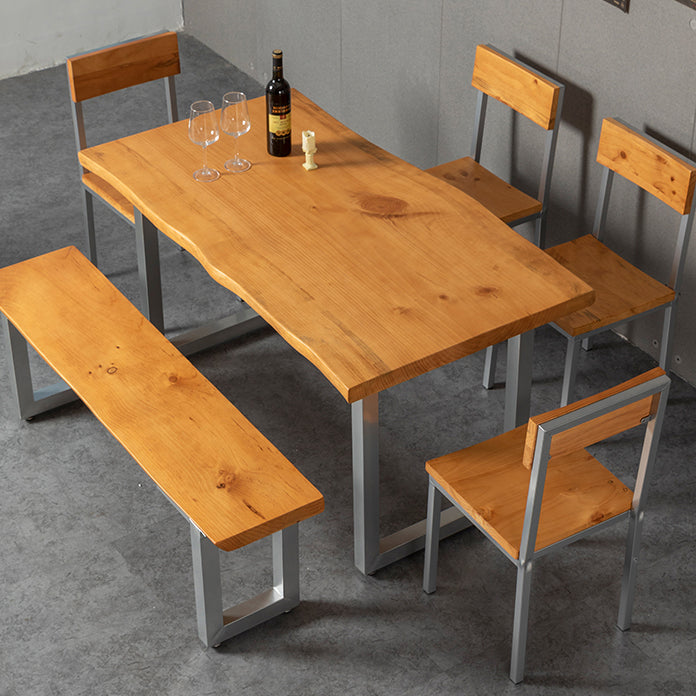Industrial Dining Table Set 1/4/5/6 Pcs Solid Wood Dining Table and Chairs