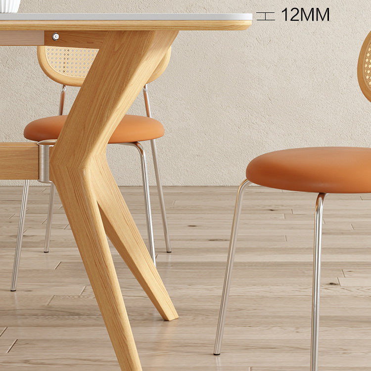 Stone Top Dining Table Set with Wooden Frame 1/4/5/7 Pieces Modern Dinette Set for Home