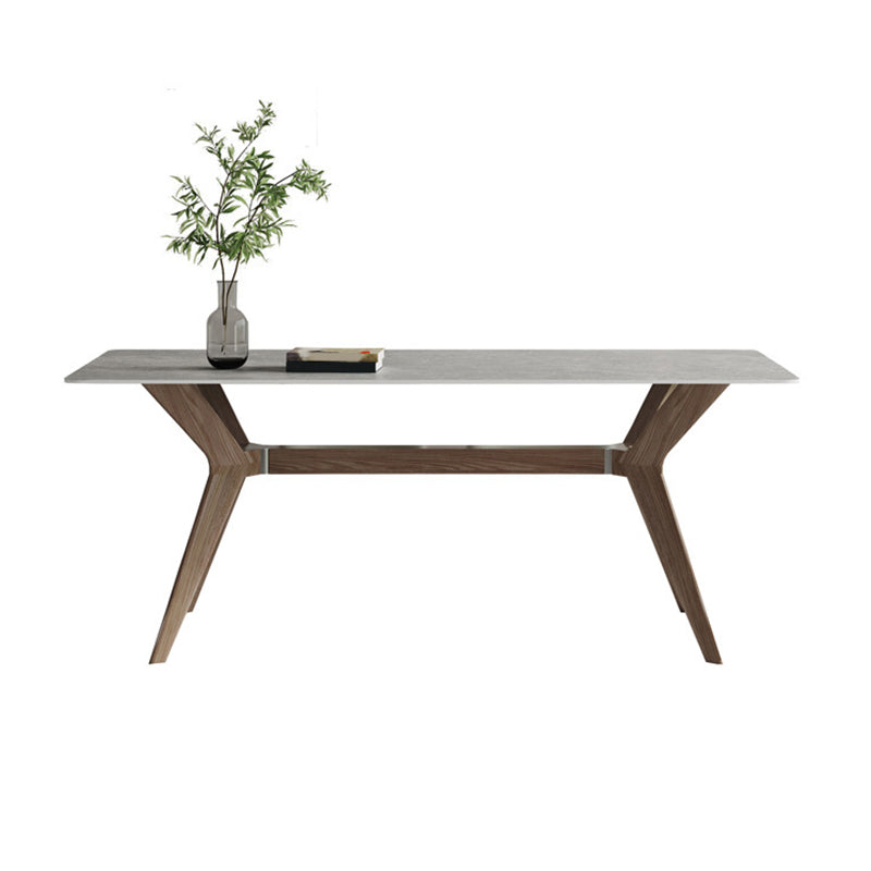 Modern Gray Stone Dining Table Set 1/4/5 Pieces Dining Set with Leather Chairs