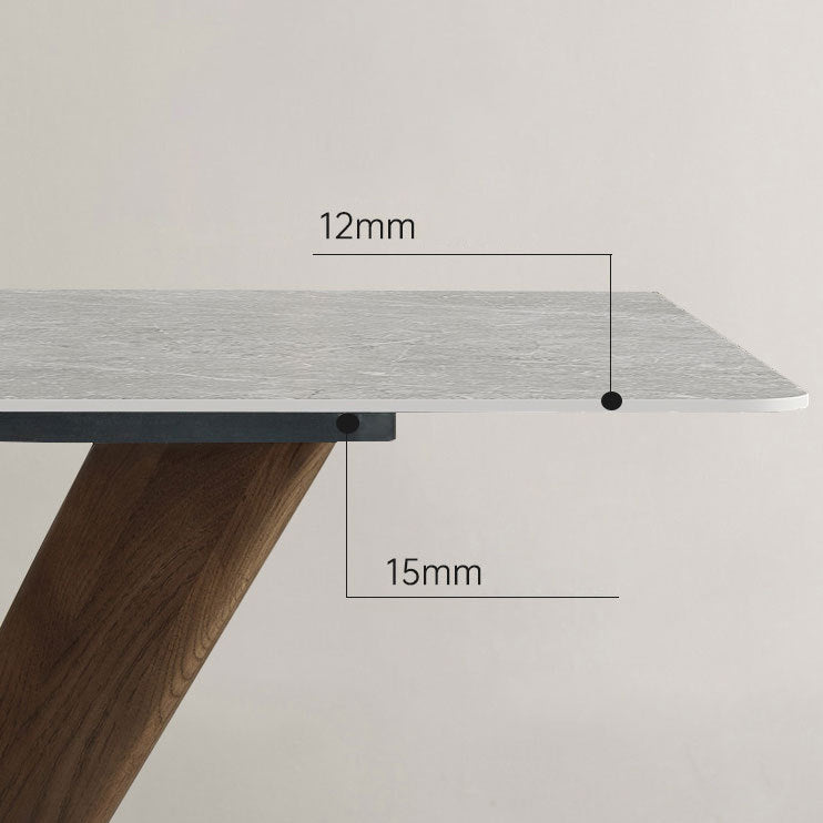 Modern Gray Stone Dining Table Set 1/4/5 Pieces Dining Set with Leather Chairs