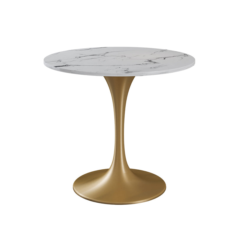 Glam Dinette Set with Leather Chairs 1/4/5 Pieces Glossy White Stone Dining Table Set