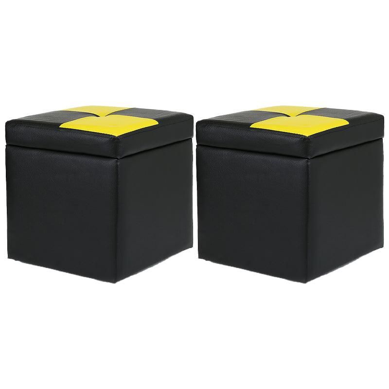 Modern Color Block Square Cube Water Resistant Storage Ottoman