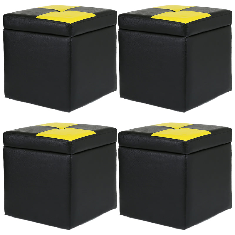 Modern Color Block Square Cube Water Resistant Storage Ottoman