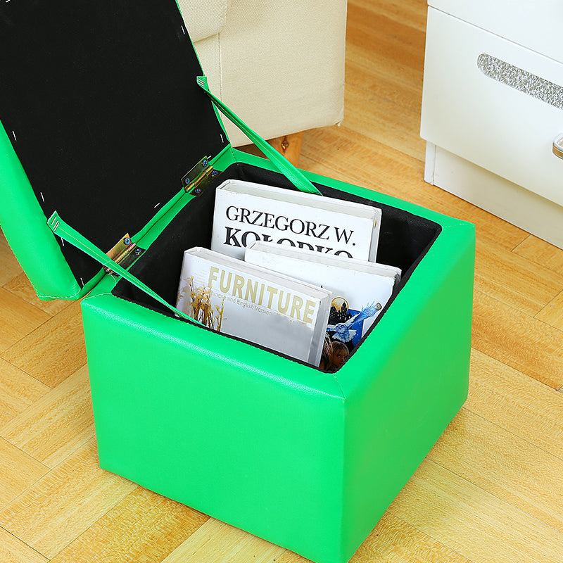 Modern Color Block Square Cube Water Resistant Storage Ottoman