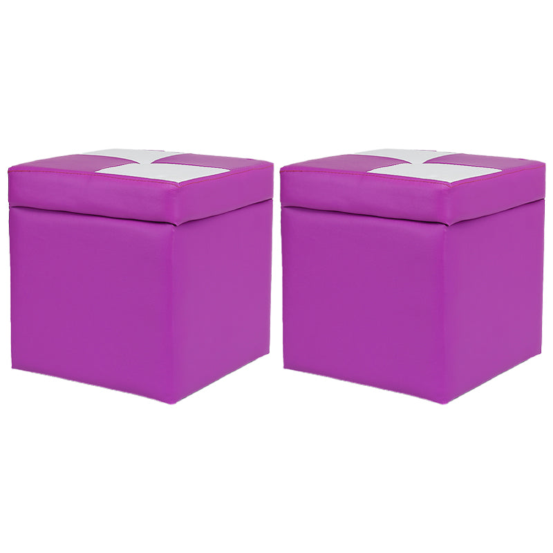 Modern Color Block Square Cube Water Resistant Storage Ottoman