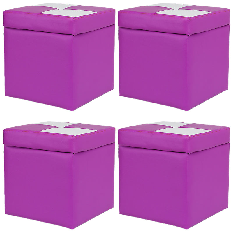 Modern Color Block Square Cube Water Resistant Storage Ottoman