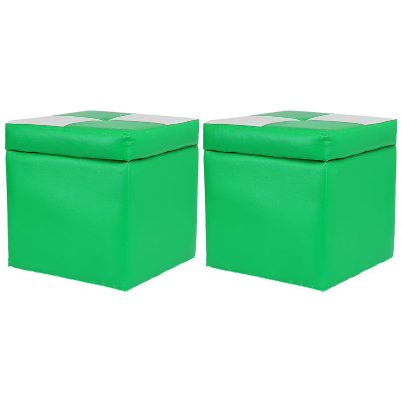 Modern Color Block Square Cube Water Resistant Storage Ottoman