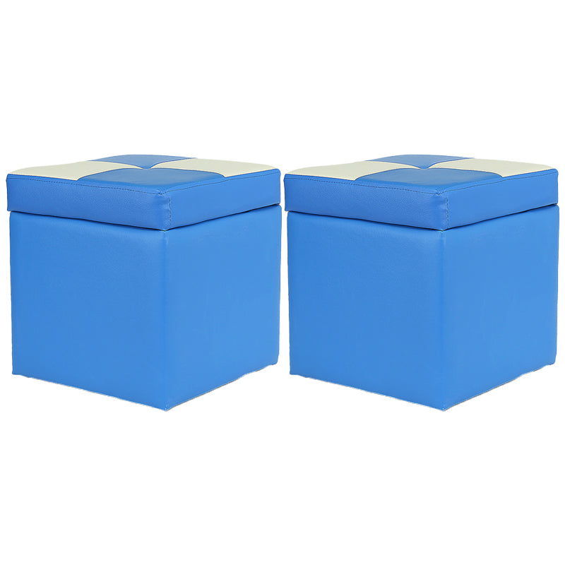 Modern Color Block Square Cube Water Resistant Storage Ottoman