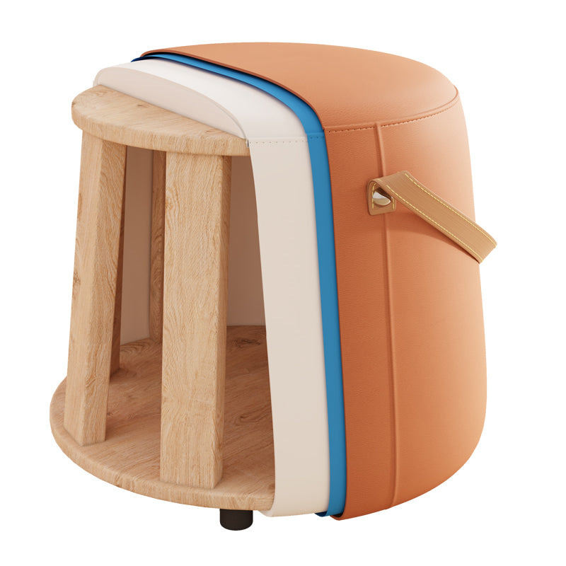 Orange Contemporary Pouf Water Resistant Pouf for Home Decoration