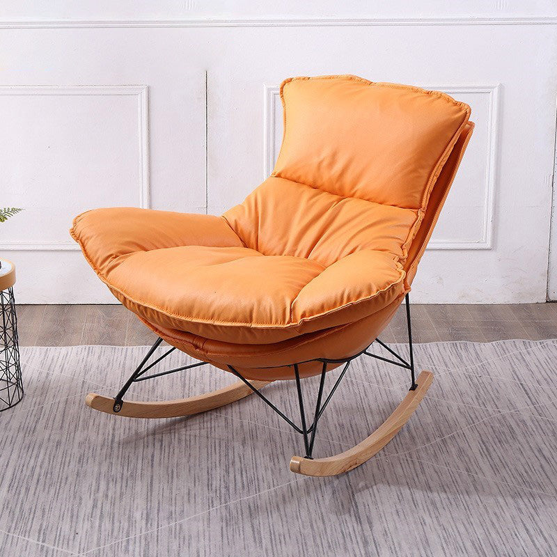 Modern Rocker Chair Metal Frame Dirt Resistant Spindle Rocker Chair with Cushions