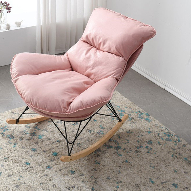 Modern Rocker Chair Metal Frame Dirt Resistant Spindle Rocker Chair with Cushions