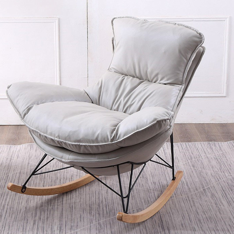 Modern Rocker Chair Metal Frame Dirt Resistant Spindle Rocker Chair with Cushions