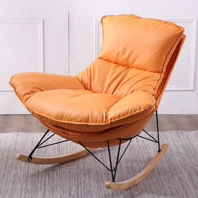 Modern Rocker Chair Metal Frame Dirt Resistant Spindle Rocker Chair with Cushions