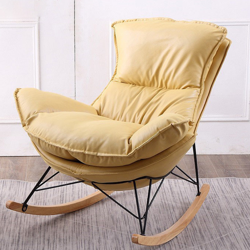 Modern Rocker Chair Metal Frame Dirt Resistant Spindle Rocker Chair with Cushions