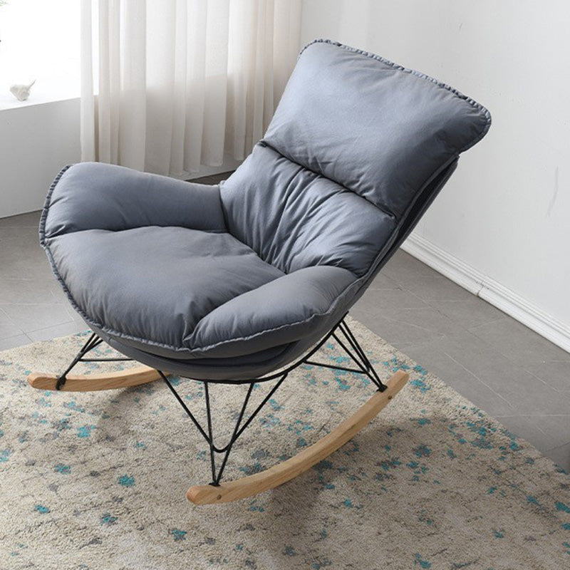 Modern Rocker Chair Metal Frame Dirt Resistant Spindle Rocker Chair with Cushions