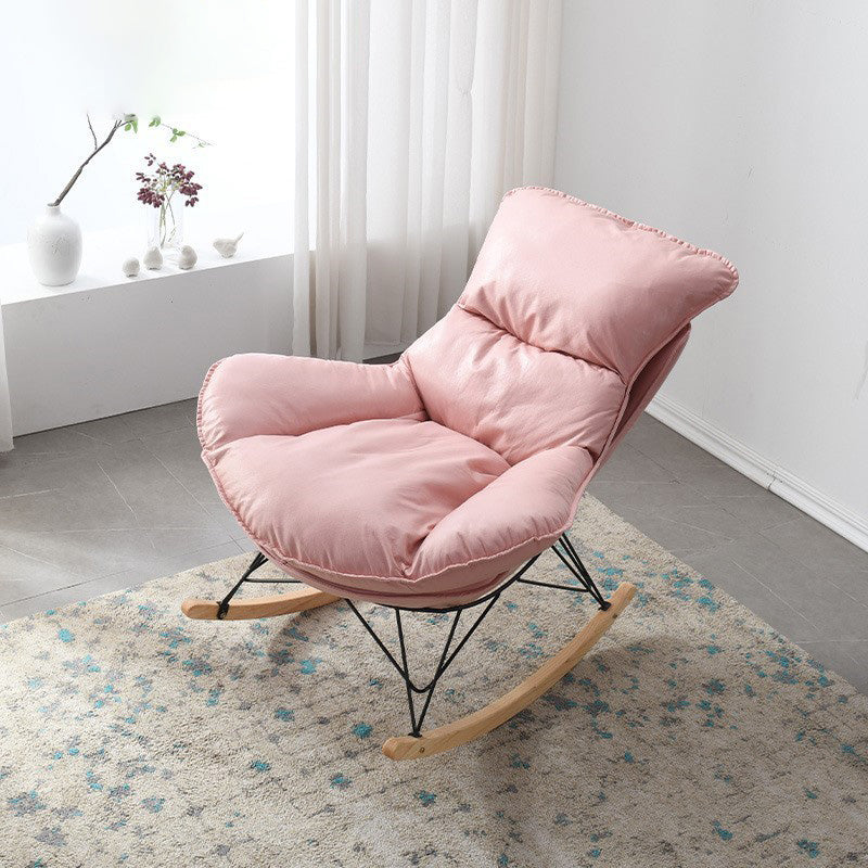 Modern Rocker Chair Metal Frame Dirt Resistant Spindle Rocker Chair with Cushions