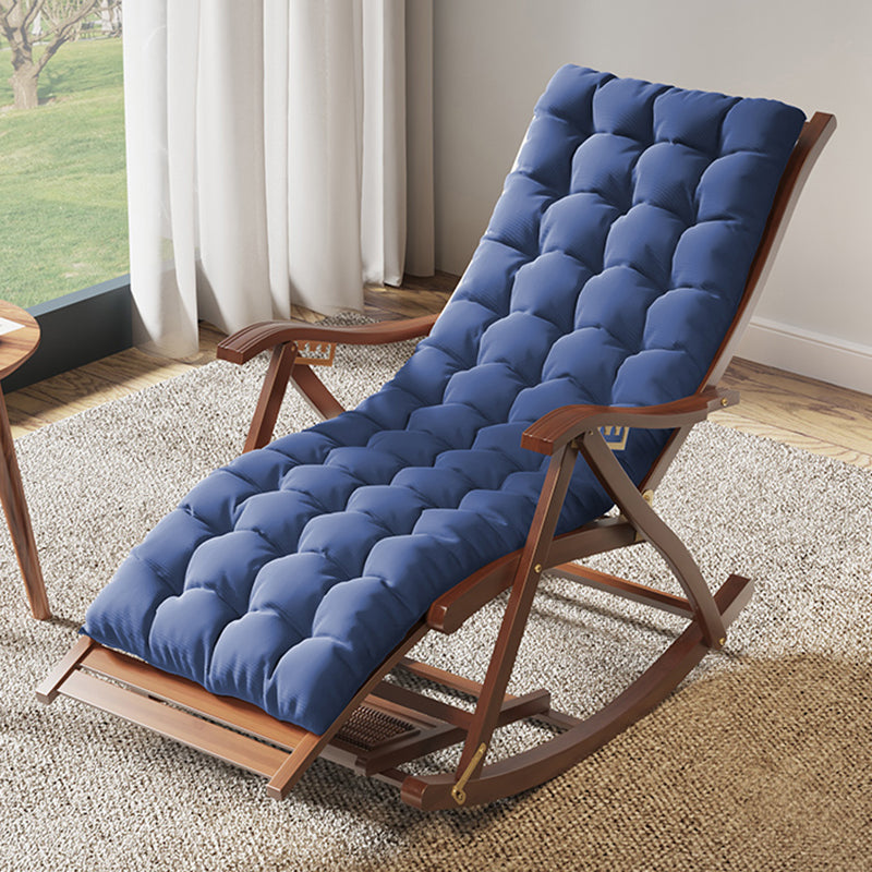 Mid-Century Modern Rocking Chair Bamboo Upholstered Tufted Solid Color Porch Rocking Chair