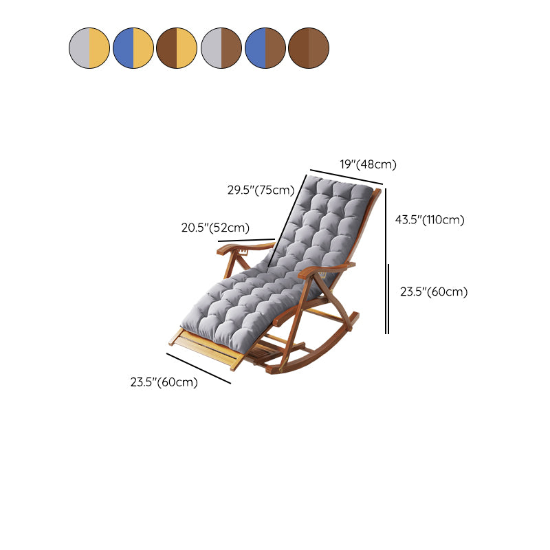 Mid-Century Modern Rocking Chair Bamboo Upholstered Tufted Solid Color Porch Rocking Chair