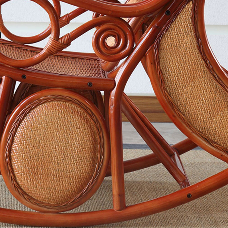 Traditional Rocking Chair Rattan Solid Color Spindle Backrest Indoor Rocking Chair
