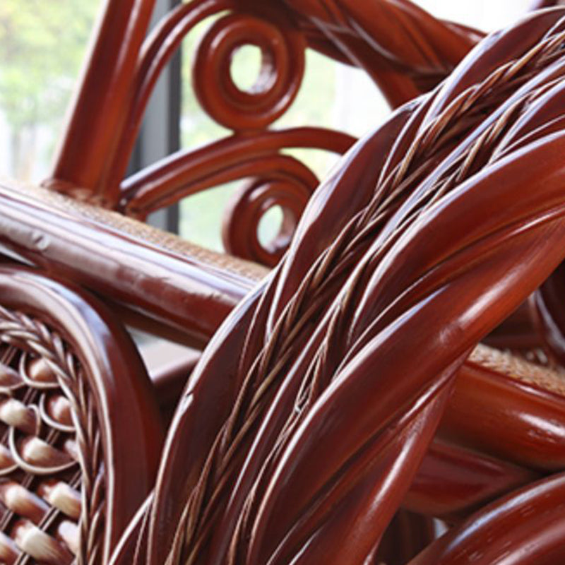 Traditional Rocking Chair Rattan Solid Color Spindle Backrest Indoor Rocking Chair