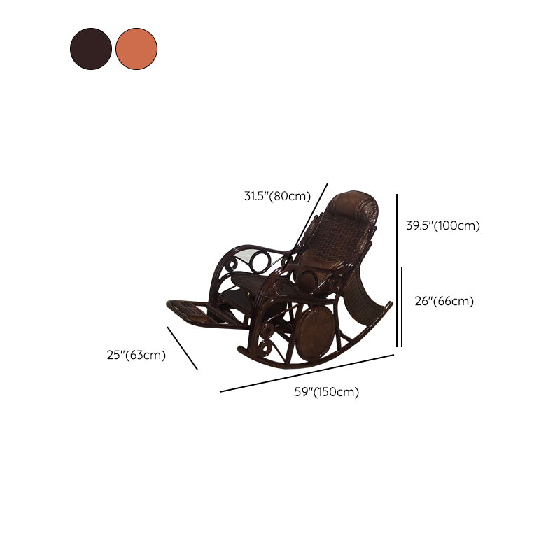 Traditional Rocking Chair Rattan Solid Color Spindle Backrest Indoor Rocking Chair