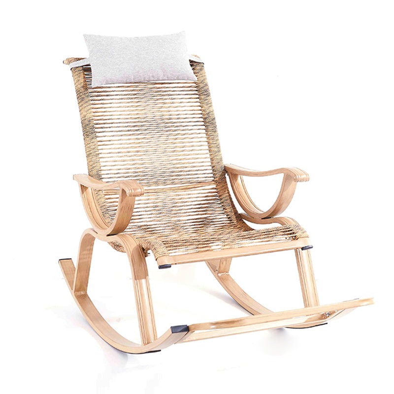 Traditional Rocking Chair Wicker Metal Frame Trapezoidal Back Indoor Rocking Chair