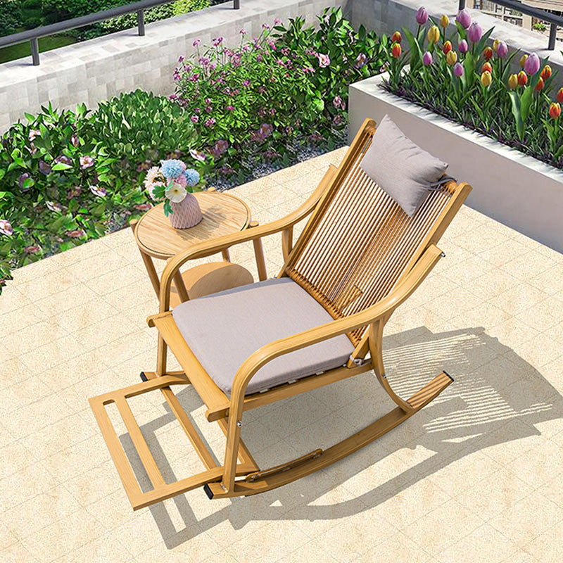 Traditional Rocking Chair Wicker Metal Frame Trapezoidal Back Indoor Rocking Chair