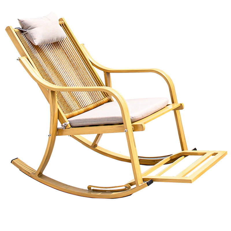 Traditional Rocking Chair Wicker Metal Frame Trapezoidal Back Indoor Rocking Chair