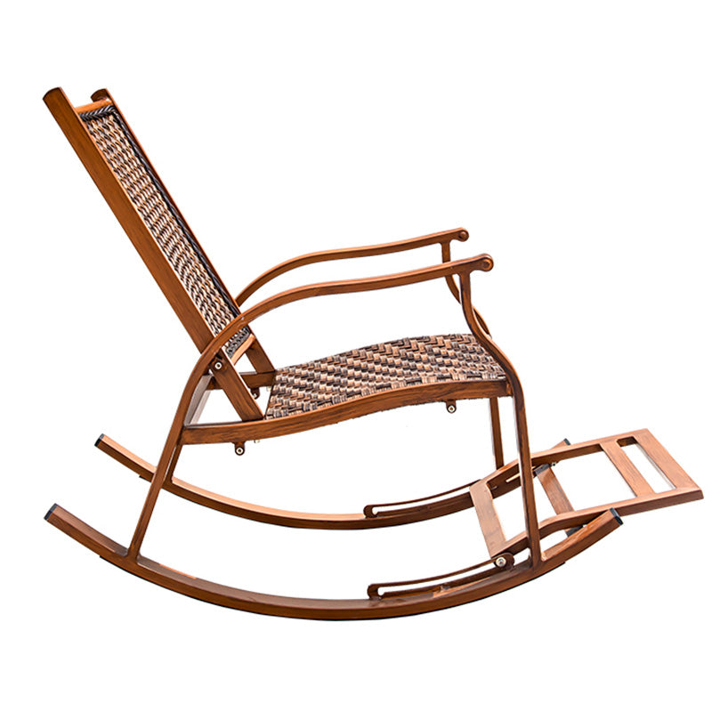 Traditional Rocking Chair Wicker Metal Frame Trapezoidal Back Indoor Rocking Chair