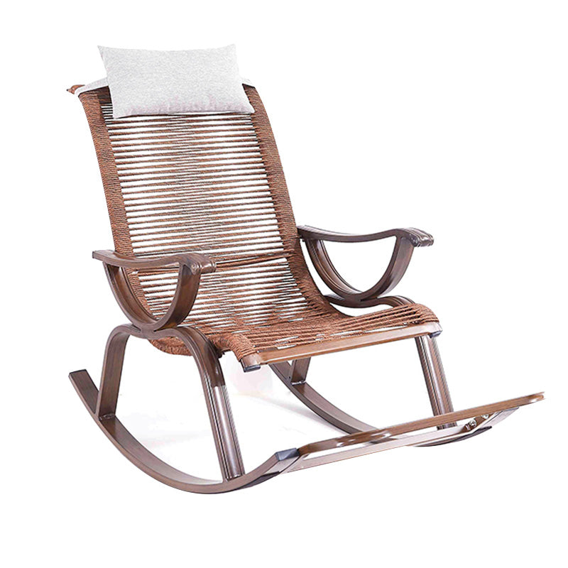 Traditional Rocking Chair Wicker Metal Frame Trapezoidal Back Indoor Rocking Chair