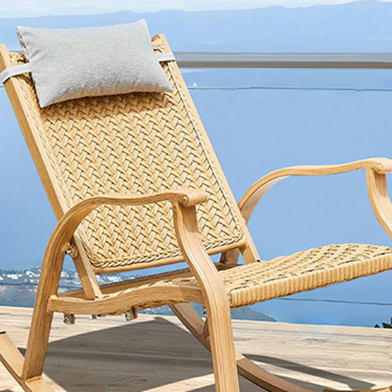 Traditional Rocking Chair Wicker Metal Frame Trapezoidal Back Indoor Rocking Chair