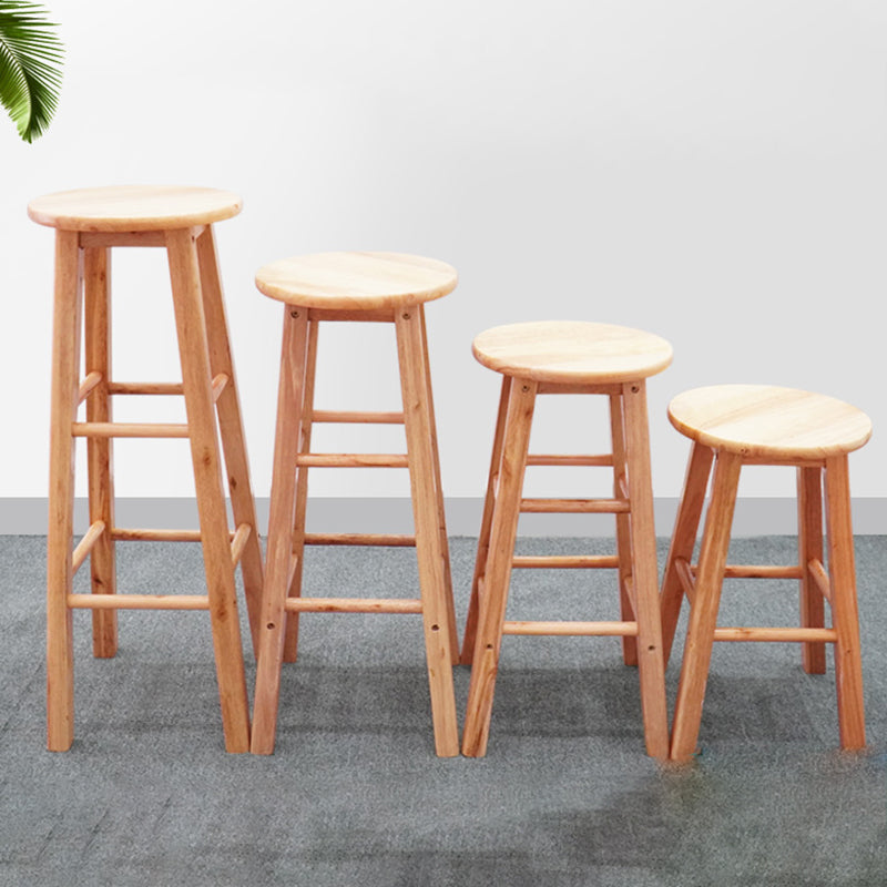 Modern Armless Wooden Counter Stool Oak Wood High Stool with 4 Legs