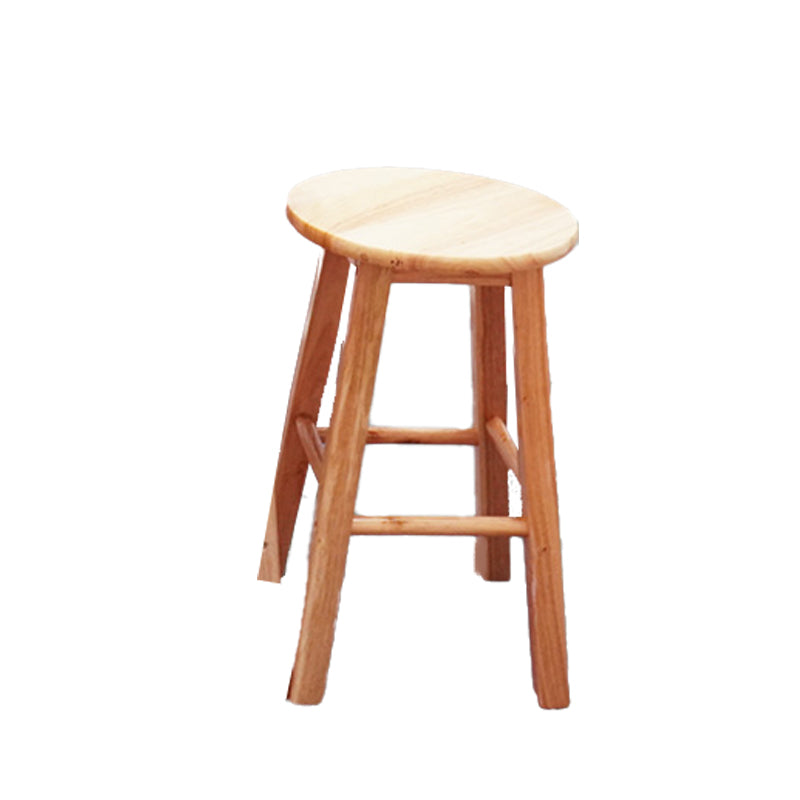 Modern Armless Wooden Counter Stool Oak Wood High Stool with 4 Legs