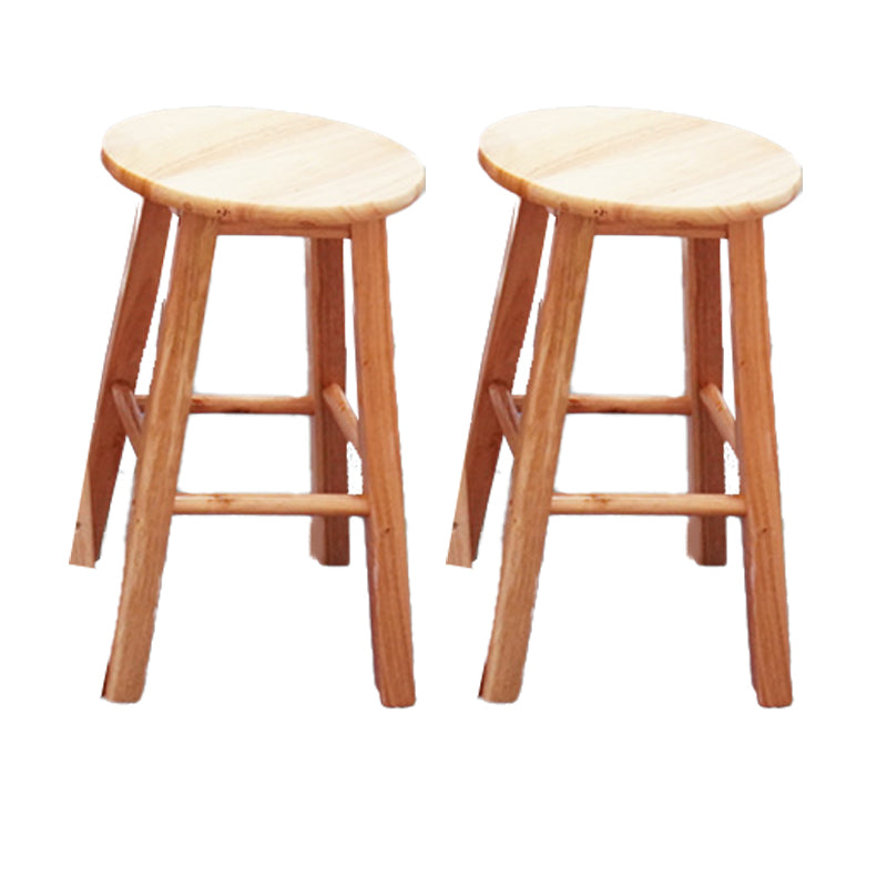 Modern Armless Wooden Counter Stool Oak Wood High Stool with 4 Legs