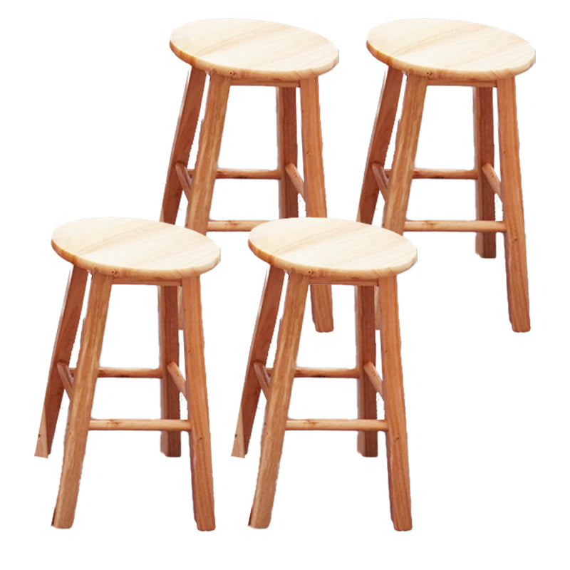 Modern Armless Wooden Counter Stool Oak Wood High Stool with 4 Legs