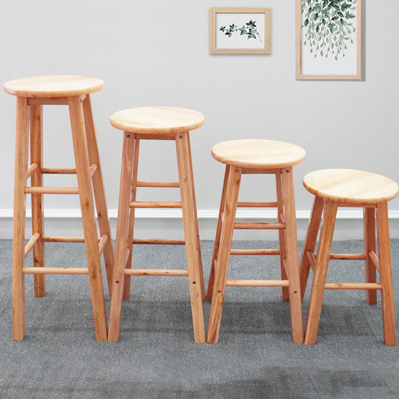 Modern Armless Wooden Counter Stool Oak Wood High Stool with 4 Legs