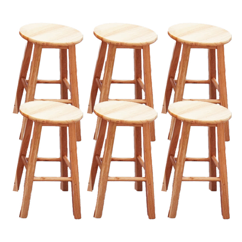 Modern Armless Wooden Counter Stool Oak Wood High Stool with 4 Legs