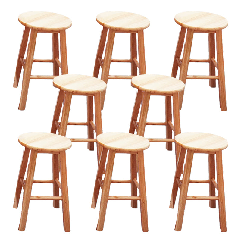 Modern Armless Wooden Counter Stool Oak Wood High Stool with 4 Legs