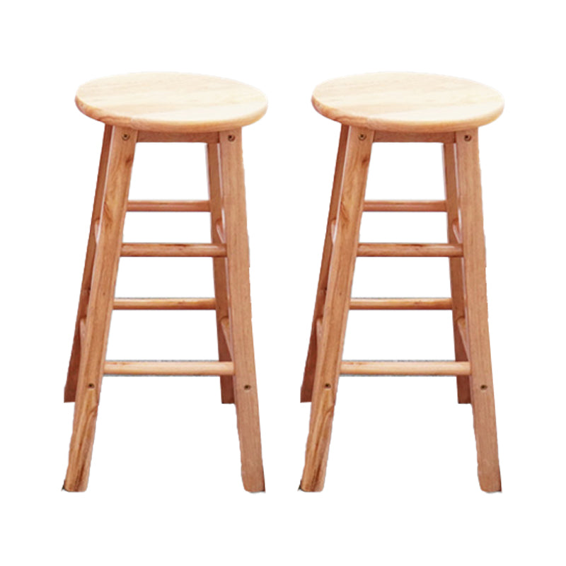 Modern Armless Wooden Counter Stool Oak Wood High Stool with 4 Legs