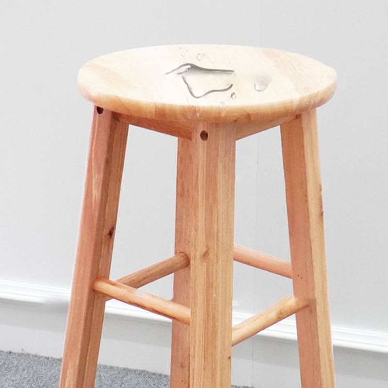 Modern Armless Wooden Counter Stool Oak Wood High Stool with 4 Legs