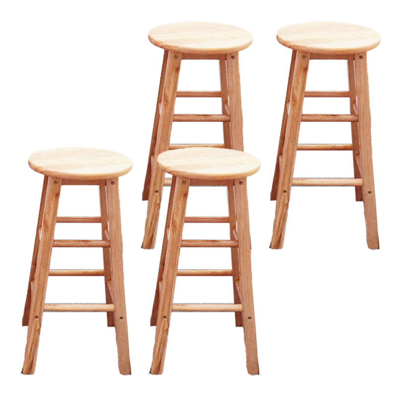Modern Armless Wooden Counter Stool Oak Wood High Stool with 4 Legs